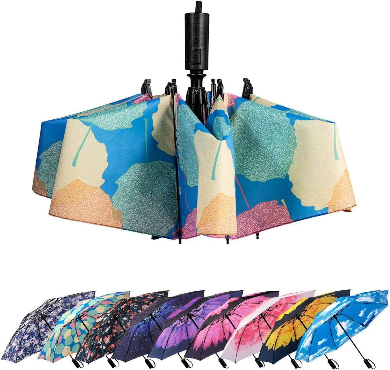 Compact Reverse Folding Umbrella Auto Windproof Travel Umbrella | D03
