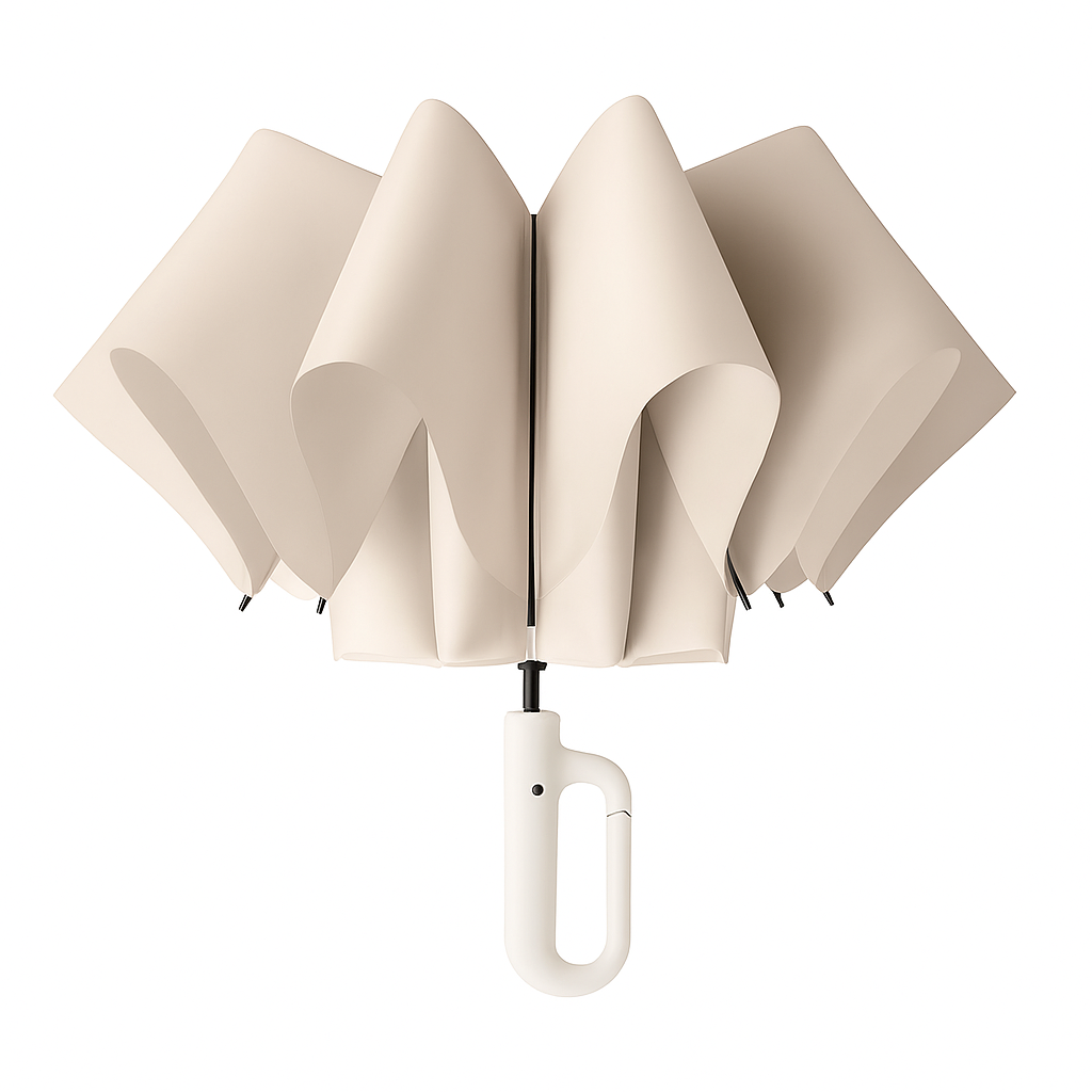 Umbrella with Novelty Carabiner Handle | Beige