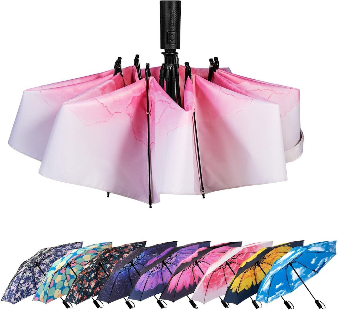 Compact Reverse Folding Umbrella Auto Windproof Travel Umbrella | D05