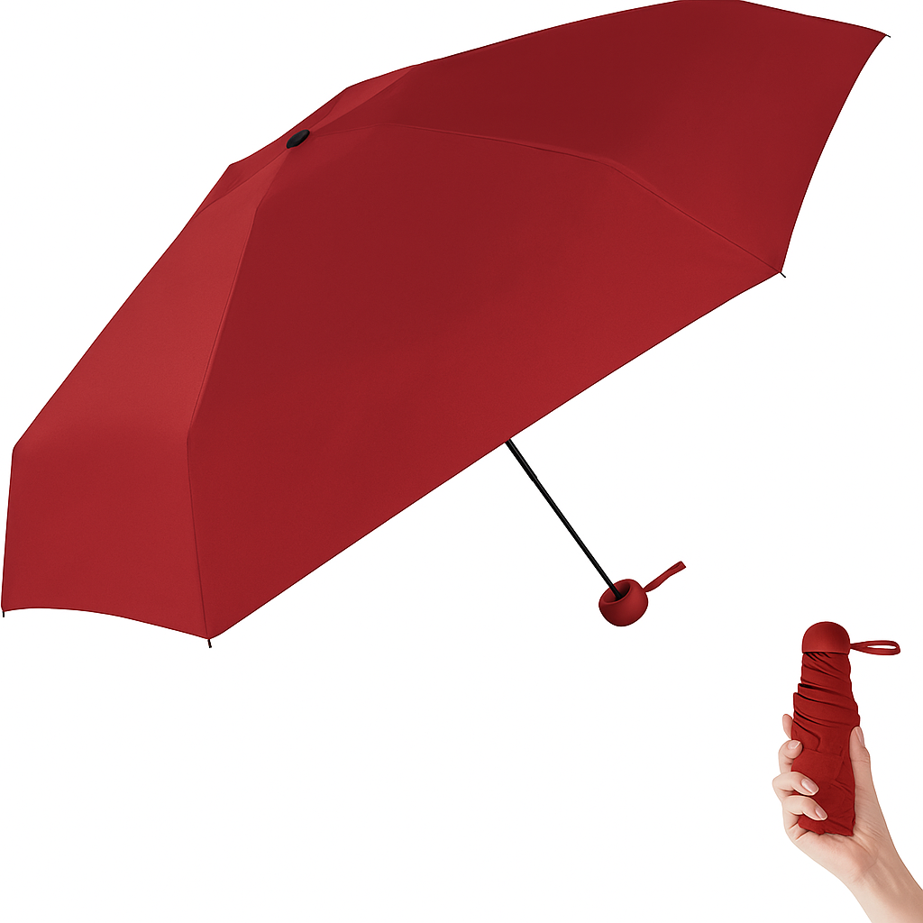 Foldable Umbrella in Capsule Bottle Case Umbrella | Red