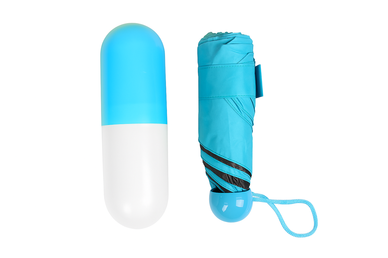Foldable Umbrella in Capsule Bottle Case Umbrella | Blue
