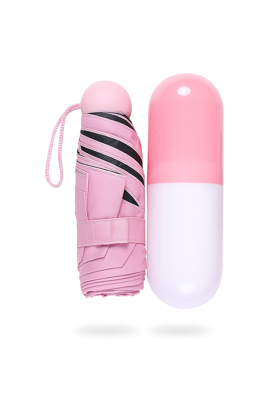 Foldable Umbrella in Capsule Bottle Case Umbrella | Pink